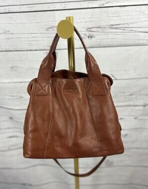 American Leather Co. Ada Triple Entry Leather Satchel Brown Crossbody Bag